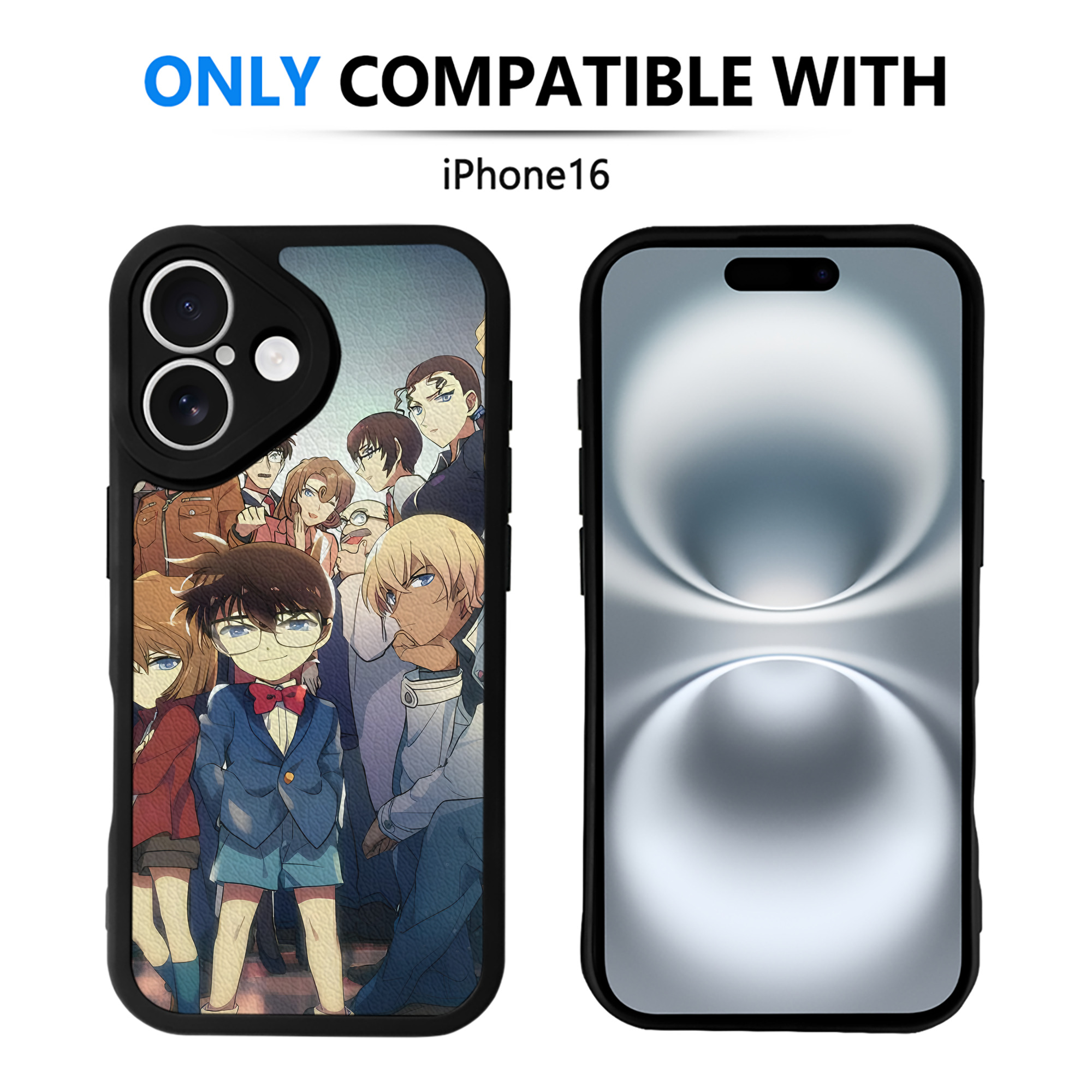 （画像用） 名探偵コナン Detective Conan 【iPhone 16シリーズ対応】シリコンスマホケース（レザー調） 材質：シリコン